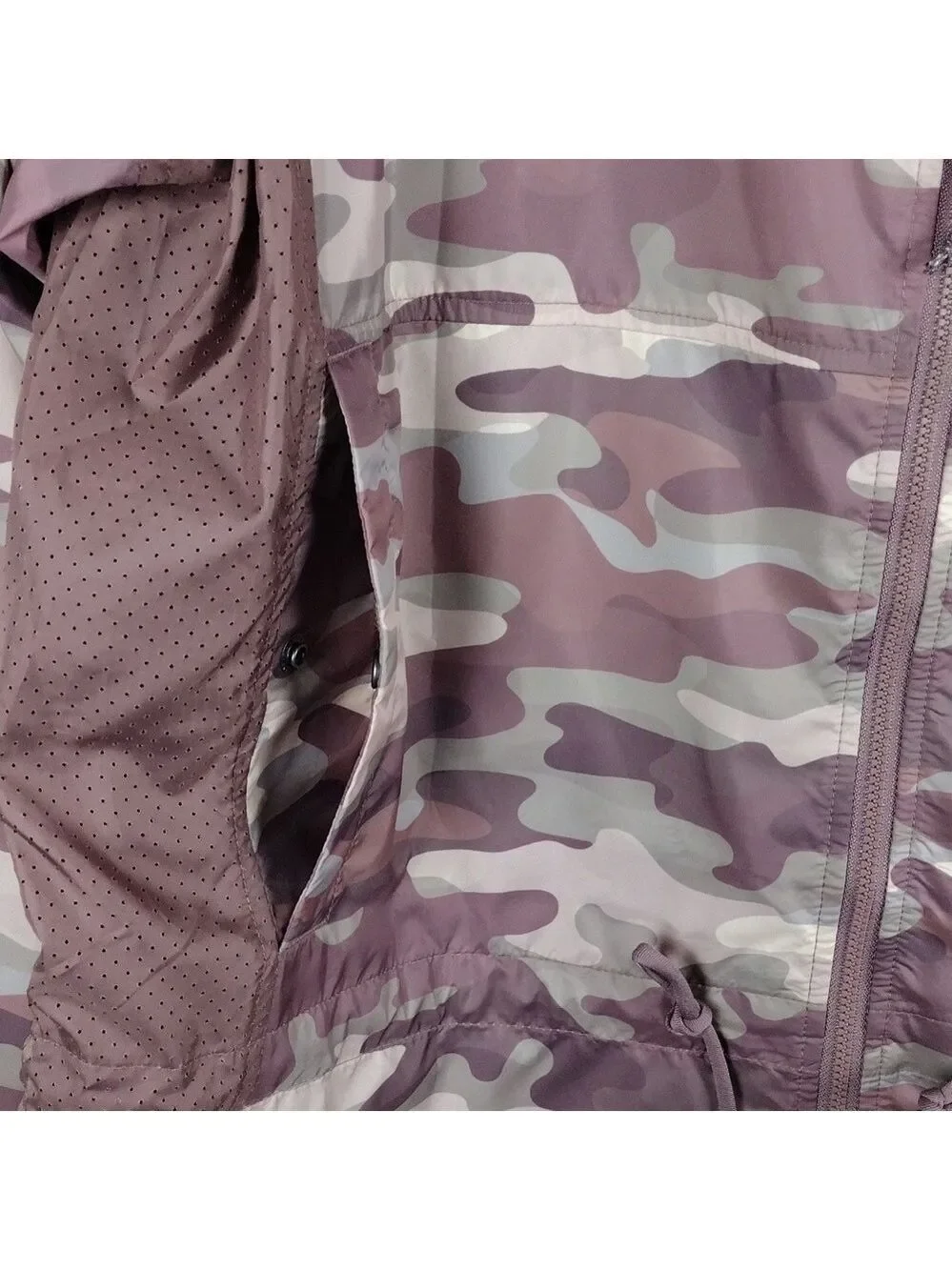 Eddie Bauer Rose Multicolored Camo Long Sleeve Hood Zip Up Light Rain Jacket